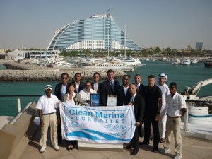 2.	John Hogan, Superior, (centre) presenting Jumeirah Beach Hotel Marina management and staff with their Clean Marina accreditation