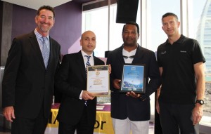 3.	John Hogan(Superior) with Roger Hanna, Liyanage Kithsiri (Marina Manager) & Desmond Cawley from Jumeirah Beach Hotel, Dubai